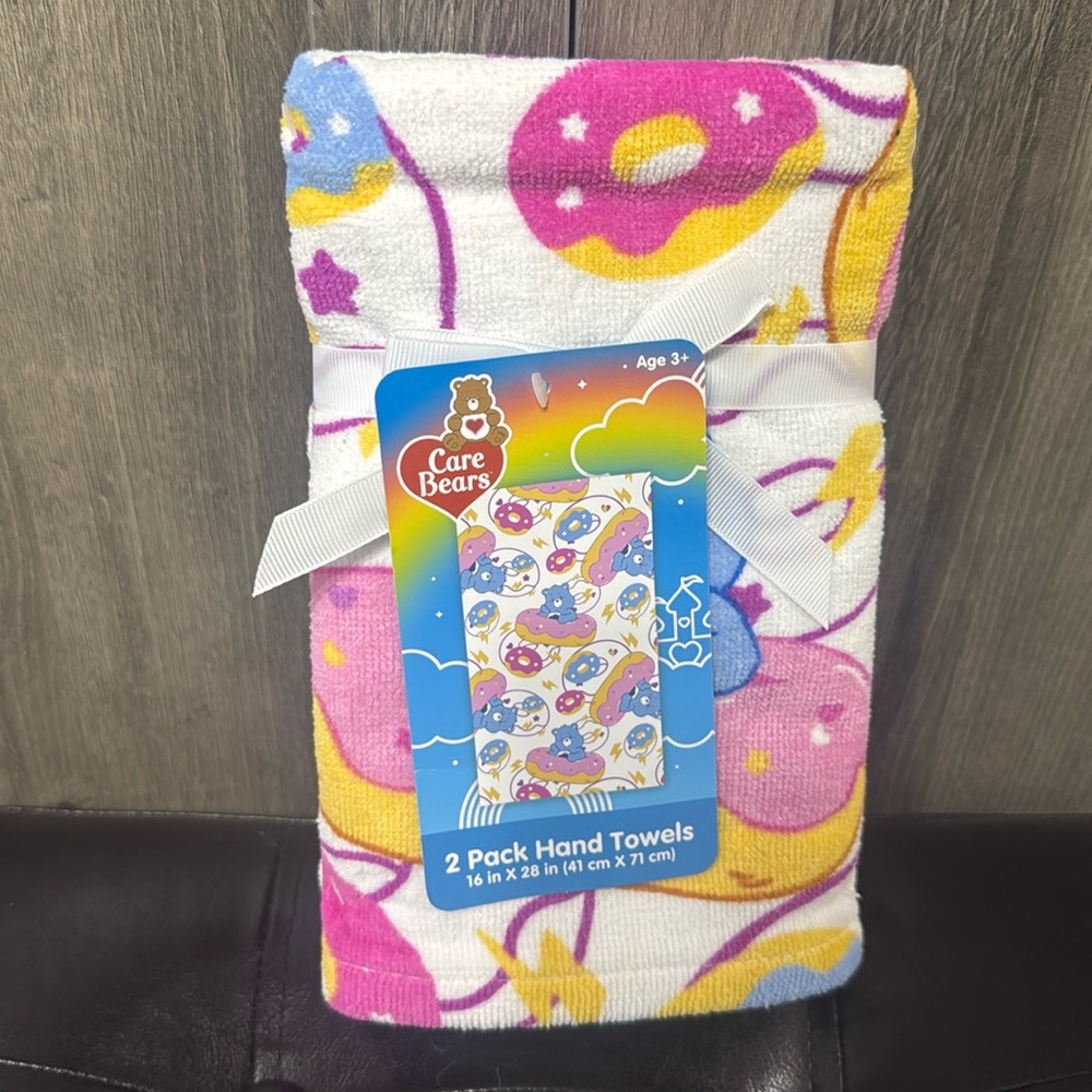 New Care Bears & Donuts White Grumpy Bear Cotton Hand Towels Pack Of 2